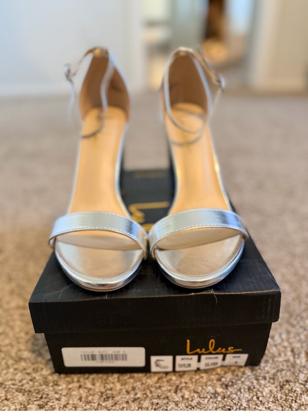 Lulu's Silver Open-Toe Ankle-Strap Heels